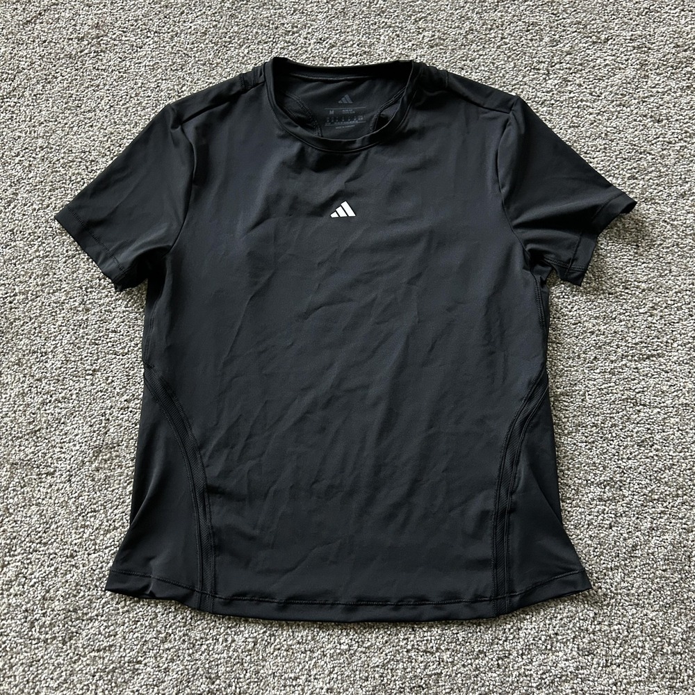 Adidas Shirt Mens Medium Black Short Sleeve Slim Fit Athletic Training Top